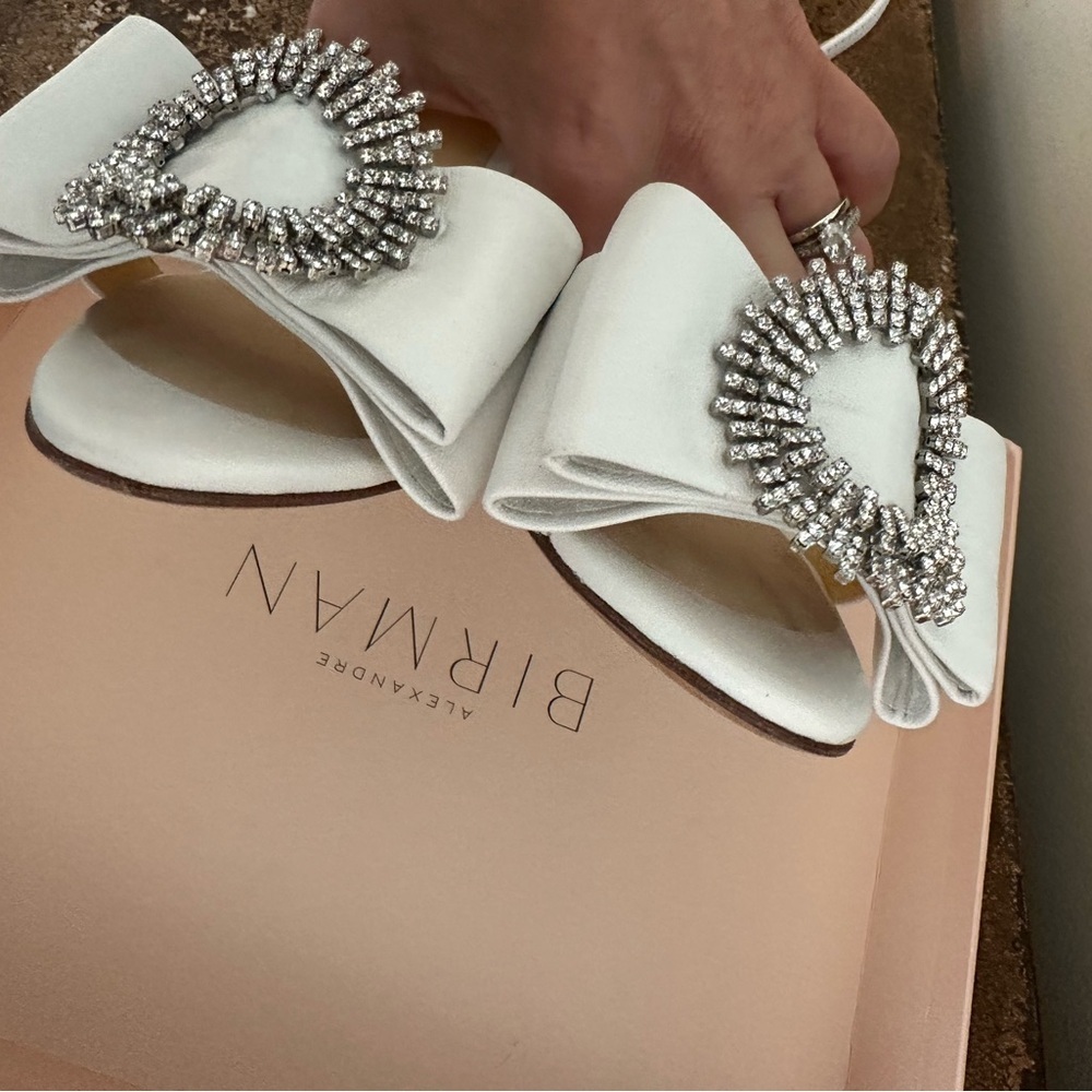 Alexandre Birman Maddie Leather Ankle Strap White Wedding Heels 36 IT/ 5.5 6 - Picture 13 of 15